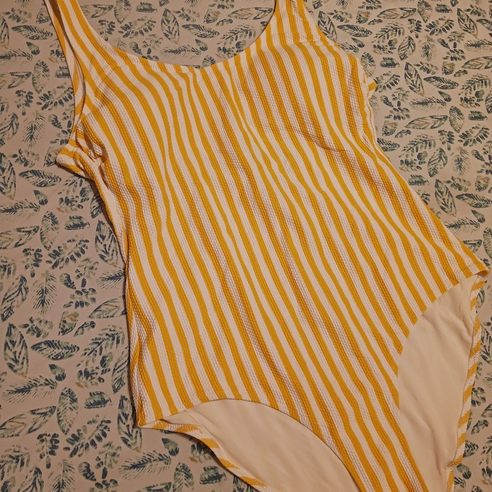 Yellow Striped Swimsuit